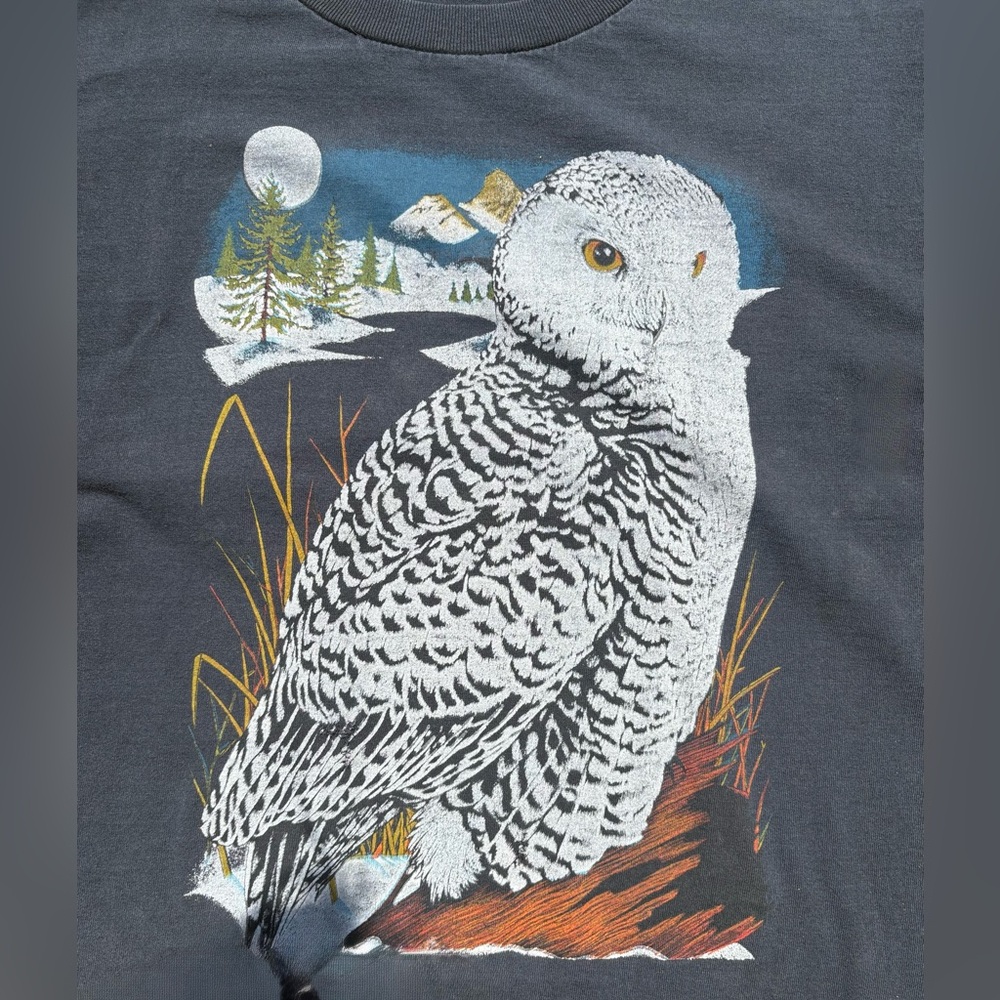 Vintage Snowy Owl Nature Graphic Tshirt - Picture 2 of 5